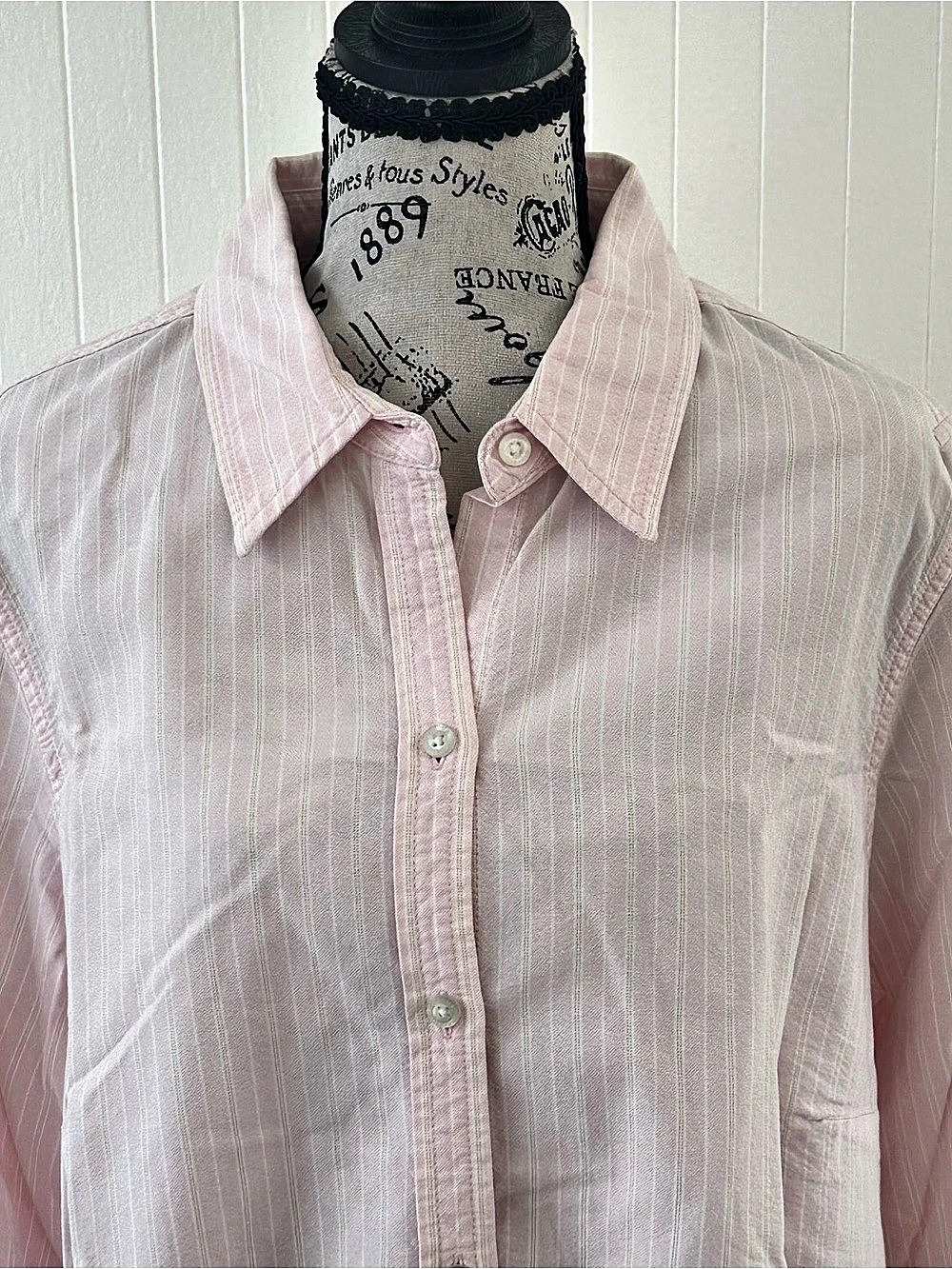 SONOMA life+style Striped Button Down Shirt in Pink & White Size 1X Like New